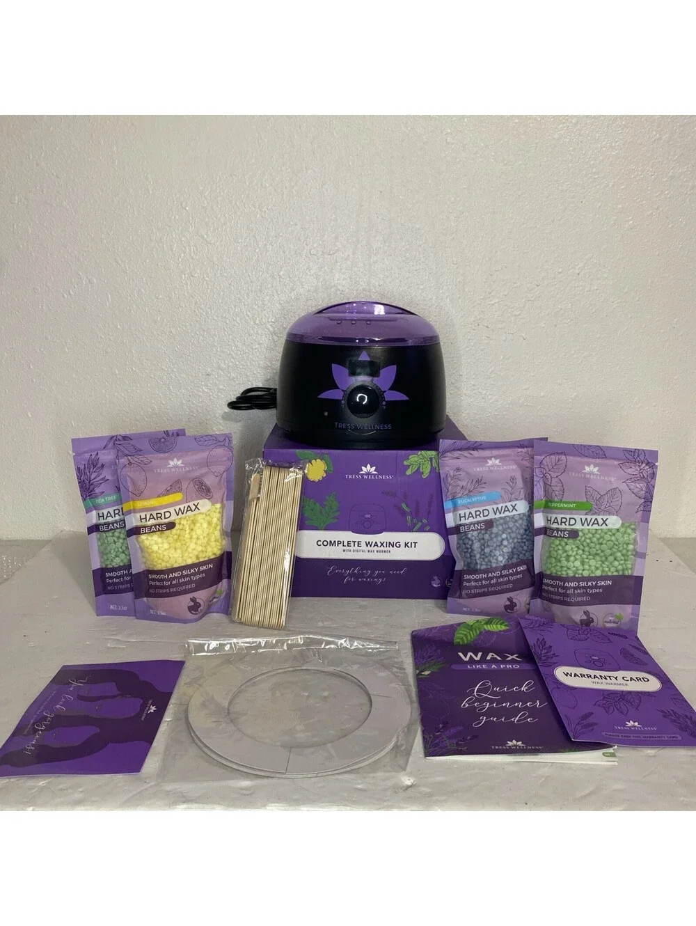 Tress Wellness Hair Removal Waxing Kit W/Digital Wax Warmer Used Works